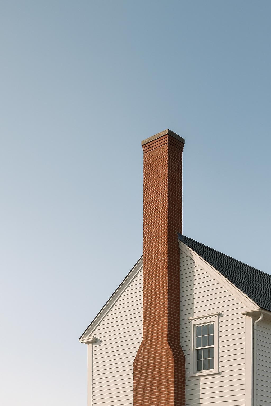 Brick chimney on a colonial house (illustration)